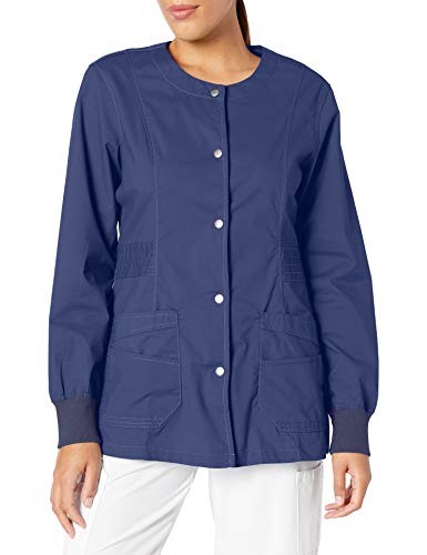 Best Deal Cheap 🛒 Landau Women's Standard Pre-Washed Soft Stretch 2-Pocket Warm Up Scrub Jacket, Navy, X-Small
