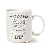 MAUAG Funny Cat Mom Coffee Mug, Best Ever Cute Mothers Day Idea for Cat Lovers, White Cup, 11 Oz