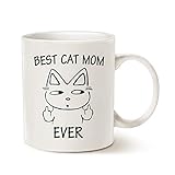 MAUAG Funny Cat Mom Coffee Mug for Cat Lovers, Best Cat Mom Ever Best Cute Mothers Day Idea for Mom Cup White, 11 Oz