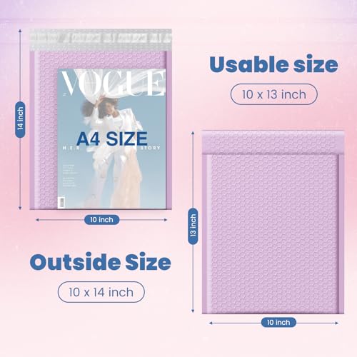 Image of Fuxury Bubble Mailers 10x13 Inch Lavender 25 Pack, Opaque Padded Envelopes for Clothing, Books, Makeup & Accessories, Self Seal Shipping Bags for Small Business