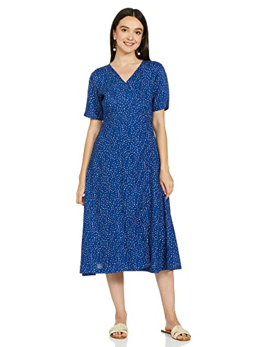 Image of Amazon Brand - Symbol Women's Rayon One Piece Midi Length Wrap Dress (Available in Plus Sizes)