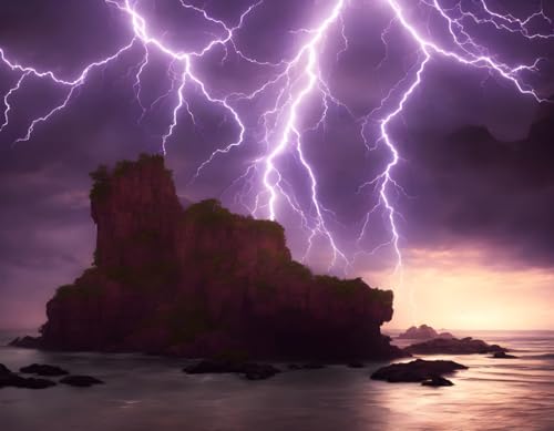 Poster violet tonnerre lourd et tempête SERENDIPITP pour habiller un grand mur vide