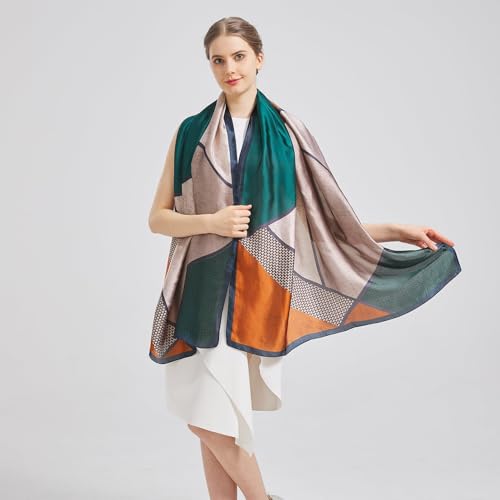 NALACAL Fashion Scarves, 100% Satin Silk Scarf, Long Lightweight Sunscreen Shawls Wraps for Women Hair Scarves, Wraps Lightweight Scarves Fashion Scarves for All Seasons