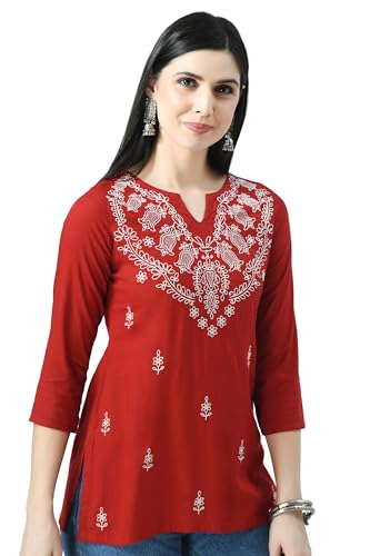 Image of QAZMI Women's Cotton Straight Embroidered Kurti