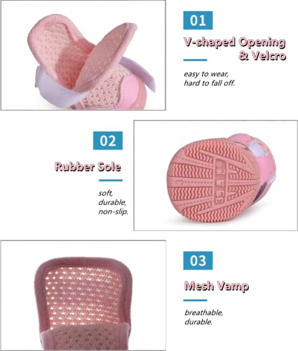 Hdwk&Hped Small Dog Boots, Breathable Mesh Summer Dog Shoes Pink Stylish Pu Dog Girl Booties With Durable Non-Slip Rubber Sole (Solide Style - Pink, 2 (3~6Lb)) #TOP2