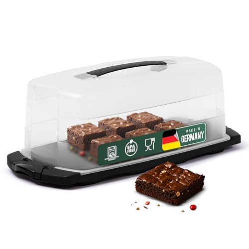 Novaliv Kuchen-Transportbox (Rechteckig 39 x 17 x 14 cm) Aufbewahrungsbox mit Deckel für Kuchen & Torten Tortentransportbox Tortenglocke Tortenbehälter Zubehör Box Dessert Aufbewahrung Haube