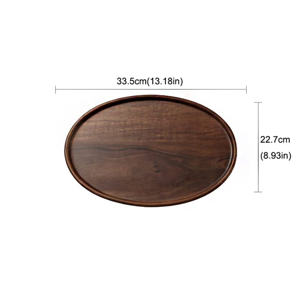 eexbz Tray Oval Serving Plate Black Walnut Plate Breakfast in Bed Rectangular Butler Tray, Coffee Table Decoration Serving Trays