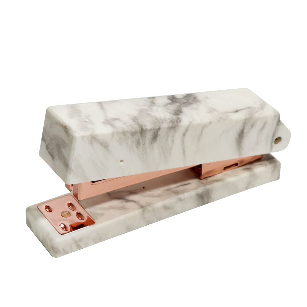 Hefter Marmorgold Metallhefter Büro Hartenträger, Hefter haben 20 Blattkapazität, leicht, ergonomische Hefter für den Schreibtisch zu Laden Heftklammern (Color : Gold Stapler Set)