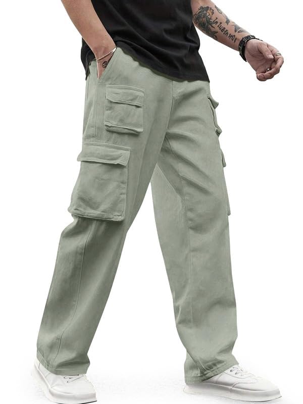 macsivo Men’s Cotton Relaxed Fit Cargo Pants with Multi Utility Pockets | Straight Fit Casual Trousers Comfortable Mid-Rise Cargo Bottom for Men-picture-22