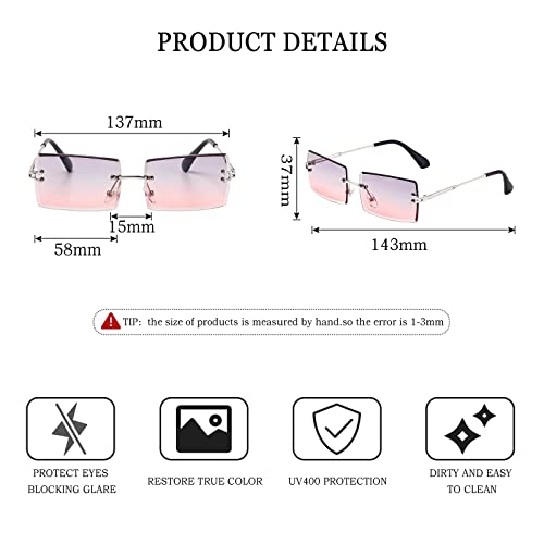 Image of Stylish Small Rectangle Sunglasses Women Men Tinted Frameless Eyewear Ultralight Candy Color Ocean Sun Glasses Shades NP1034