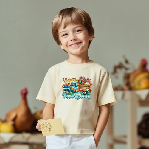 Kids Thanksgiving Shirt Funny Turkey Truck Graphic Boys Girls Thanksgiving Outfits Clothes 2-7 Years3