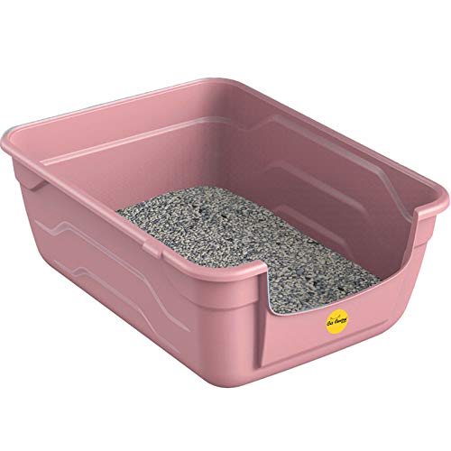 CAT CENTRE Pink Large Cat Litter Tray Box High Sided UK Deep Toilet Loo Adult Cats Kitten Pan Pet Loo Easy Cleaning Lowered Entry Step 11.5cm Easy Access Elderly Cat Trays Luxury