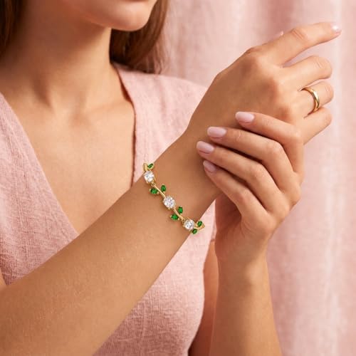 Image of SAMT STORE Floral Leaf Bracelet for Women, Gold Plated