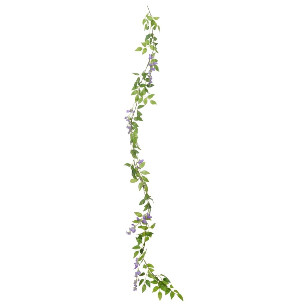 6X Künstliche Blumengirlande Lila 200 cm - Seidenblumen für Hochzeit, Party, Deko, Wanddekoration, Balkon, Innen- und Außenbereich
