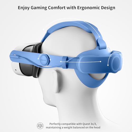 Image of ANNAPRO Battery Head Strap Compatible with Meta Quest 3S /Quest 3, Elite Strap with 6500mAh Battery Fast Charging for Meta Quest 3S /3 Accessories, Enhance Comfort and Extend Playtime, Blue