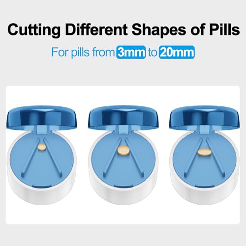 Image of DUBSTAR 3-in-1 Pill Crusher Pill Grinder, Pill Crusher Fine Powder with Brush, Pill Crushers for Elderly with Pill Cutter and Storage, Pill Cutter Splitter for Small or Large Pills (Blue)