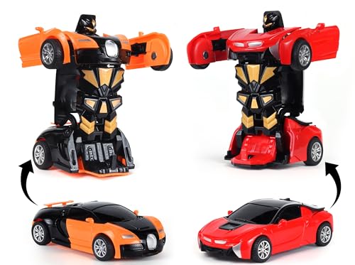 Image of Amazon Brand - Jam & Honey Transforming Action Figure Car | Robot to Car Transforming Toy | Dash to Transform | Ideal for Kids & Collectors | Pack of 2