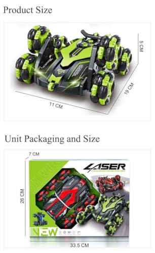 Image of Creation RC Laser 6 Wheel Remote Control Laser Stunt Car Telescopic RC Truck Double Sided with 360 Rotating Twisting Car Toy for Kids, Multicolor