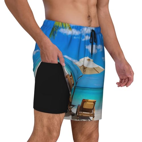 Bañador para hombre con estampado de mar tropical y secado rápido 3