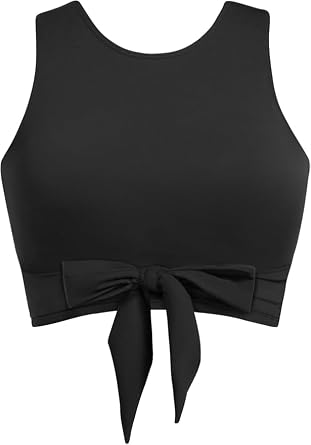 Women Swim Top Crop Top Swimsuit Top High Neck Tie Knot Front Top Only | Bathing suit, Bikini top, Padded bra, Full coverage, Full lining