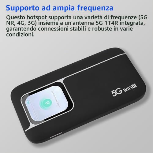 Hotspot Mobile 5G WiFi6 LTE, Router 5G con Slot per Scheda SIM, Modem con Copertura Internazionale, Dispositivi Internet Portatili per Viaggi, 16 Dispositivi, Schermo a Colori da