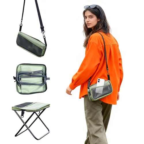 Tabouret Pliant Portable, Tabouret de Camping Pliable Ultra-Léger avec Sangle, Tabouret de Pêche, Déploiement Instantané - Idéal pour Randonnée, Pêche, Croquis,...