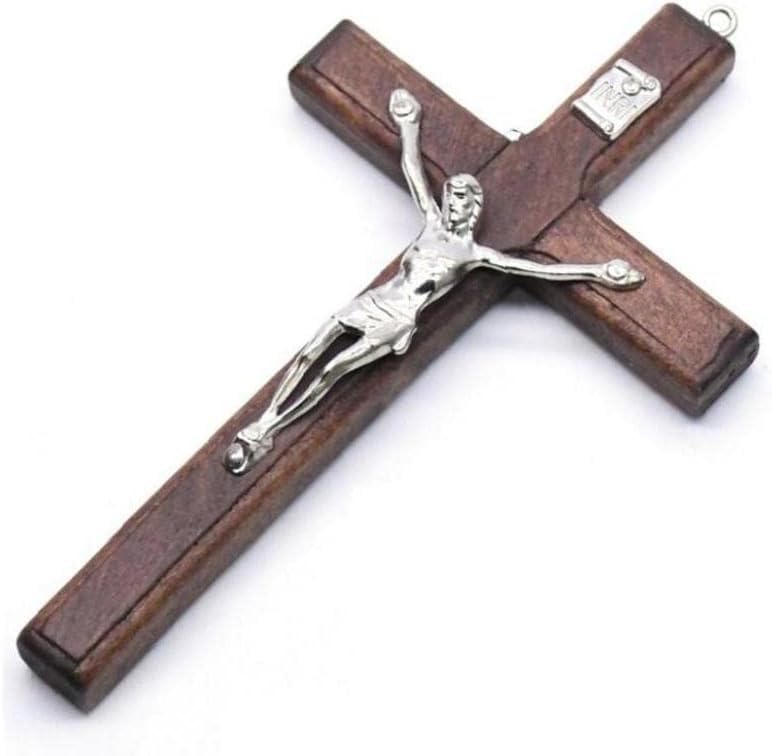 Enyolidimk Brown Stakee Wooden Cross Hanging Religious Worship Symbol For Home Decoration Wooden Catholic Crucifix Orament - Image 3