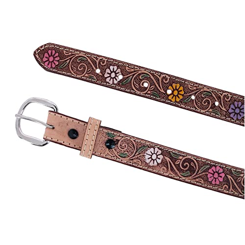 CTM Girls 1 Inch Floral Embossed Belt2