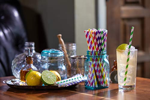 Mega Moose 200 Pcs Paper Straws - Bulk Paper Straws For Wedding, Decoration, Bridal & Baby Shower, Holiday Parties, Cake Pop And More! Pack Of 200! (Multi Color), 7.75 Inch #TOP2