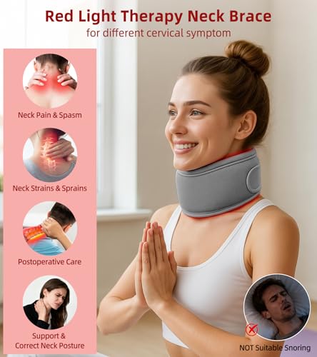 Red Light Therapy Neck Brace - 660nm Red & 850nm Infrared LED Heated Cervical Collar for Neck Pain Relief & Support, Adjustable Wireless Cervical Collar for Office, Sleeping, at-Home Therapy (Grey) - Image 4