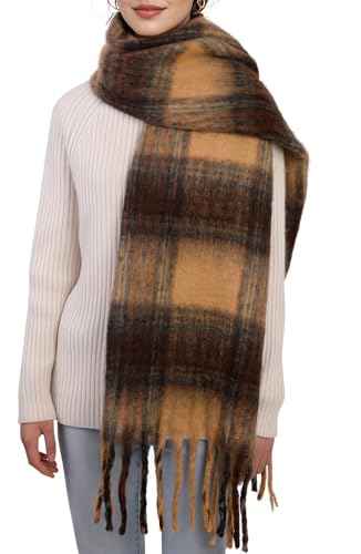 Tavaleu Winter Scarfs for Women Men，Large Scarf Colorful Chunky Plaid Scarves Soft Oversized Warm Wrap Scarves