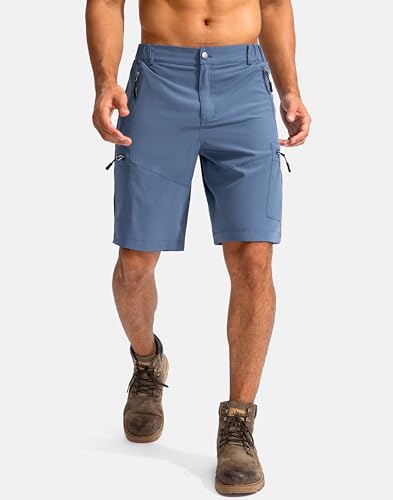 Pudolla Men's Hiking Cargo Shorts 9" Lightweight Outdoor Work Shorts for Men Travel Golf Camping Casual with 5 Zipper Pockets2