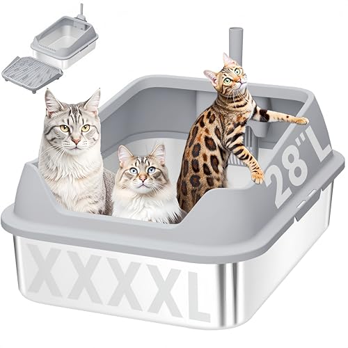 XXXL Stainless Steel Cat Litter Box with Extra Large Litter ...