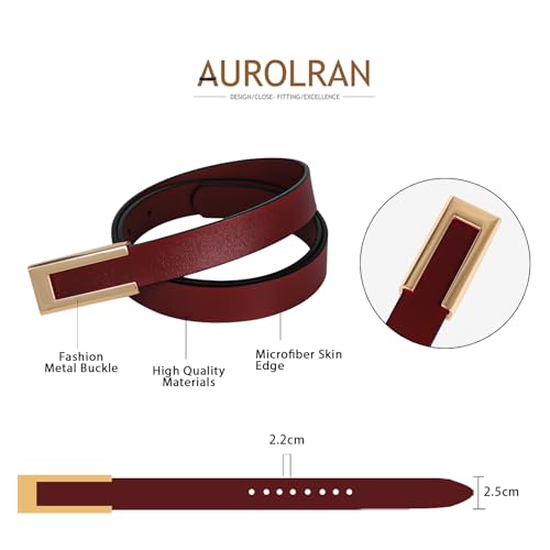 Image of Aurolran Women's Leather Belt with Buckle - Ideal for Dresses, Jeans, and Coats