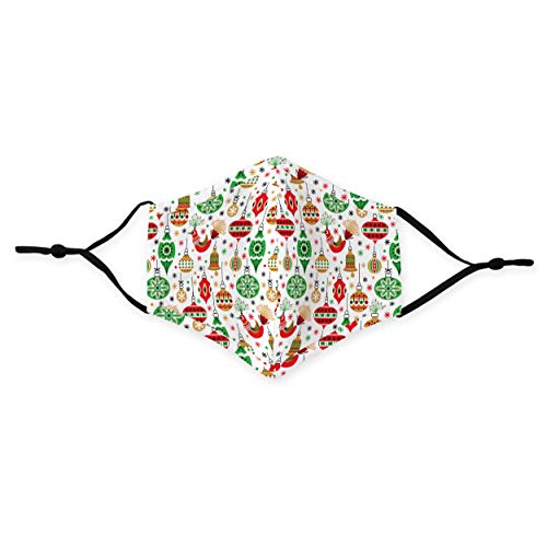 Weddingstar 3-Ply Adult Winter Washable Cloth Face Mask Reusable and Adjustable with Filter Pocket - Retro Ornaments - Image 3