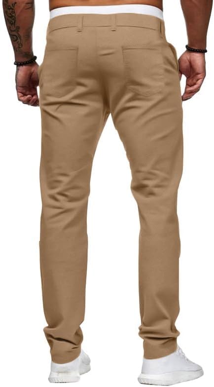 Mens Chinos Slim Fit Stretch Flat-Front Skinny Dress Pants - Image 5