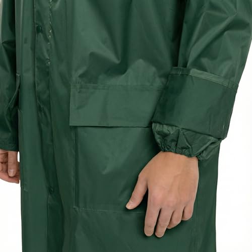 BWOLF POSEIDON Arbeitsmantel Regenmantel Herren Regenmantel Wasserdichte Lange Regenjacke Outdoor Wiederverwendbare Regenbekleidung mit Kapuze (Grün, 2XL)