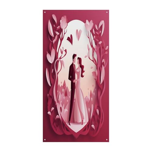 Bannière de porte bienvenue Saint-Valentin amusante pour accueil chaleureux