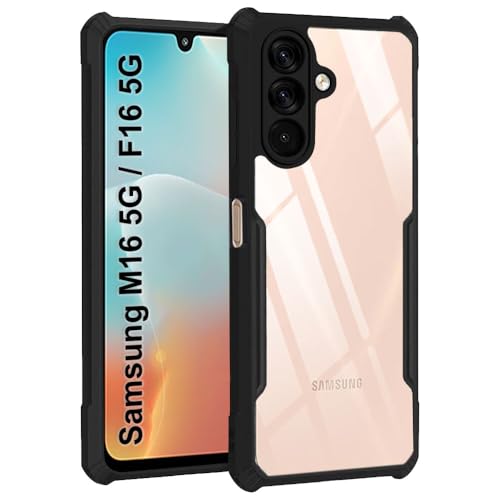 TheGiftKart Shockproof Crystal Clear Back Cover Case for Samsung Galaxy M16 5G / F16 5G | 360 Degree Protection | Protective Design | Transparent Cover for Samsung M16 / F16 (PC & TPU, Black Bumper) TheGiftKart Shockproof Crystal Clear Back Cover Case for Samsung Galaxy M16 5G / F16 5G | 360 Degree Protection | Protective Design | Transparent Cover for Samsung M16 / F16 (PC & TPU, Black Bumper)