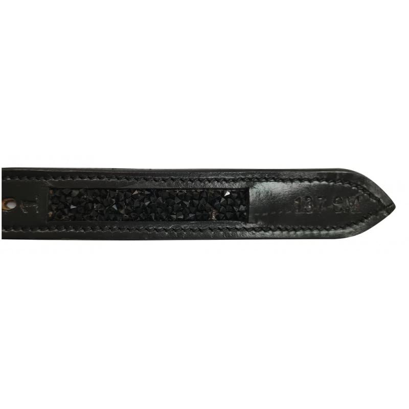 Equitheme Snowboardgurt, Schwarz, Snowboard Leash, Snowboardstrap, 125 cm, 24 mm, Bffelleder, Strass, Edelstahl
