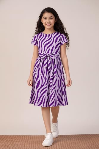 Image of Fashion Dream Girls Fit & Flare Calf-Length Printed Dress|Fancy Western Dresses|Casual Kids Frocks