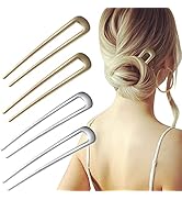 U-Shaped Hair Pins Metal Vintage Hair Sticks French Hair Pin Hairstyle Chignon for Women Girls,4P...