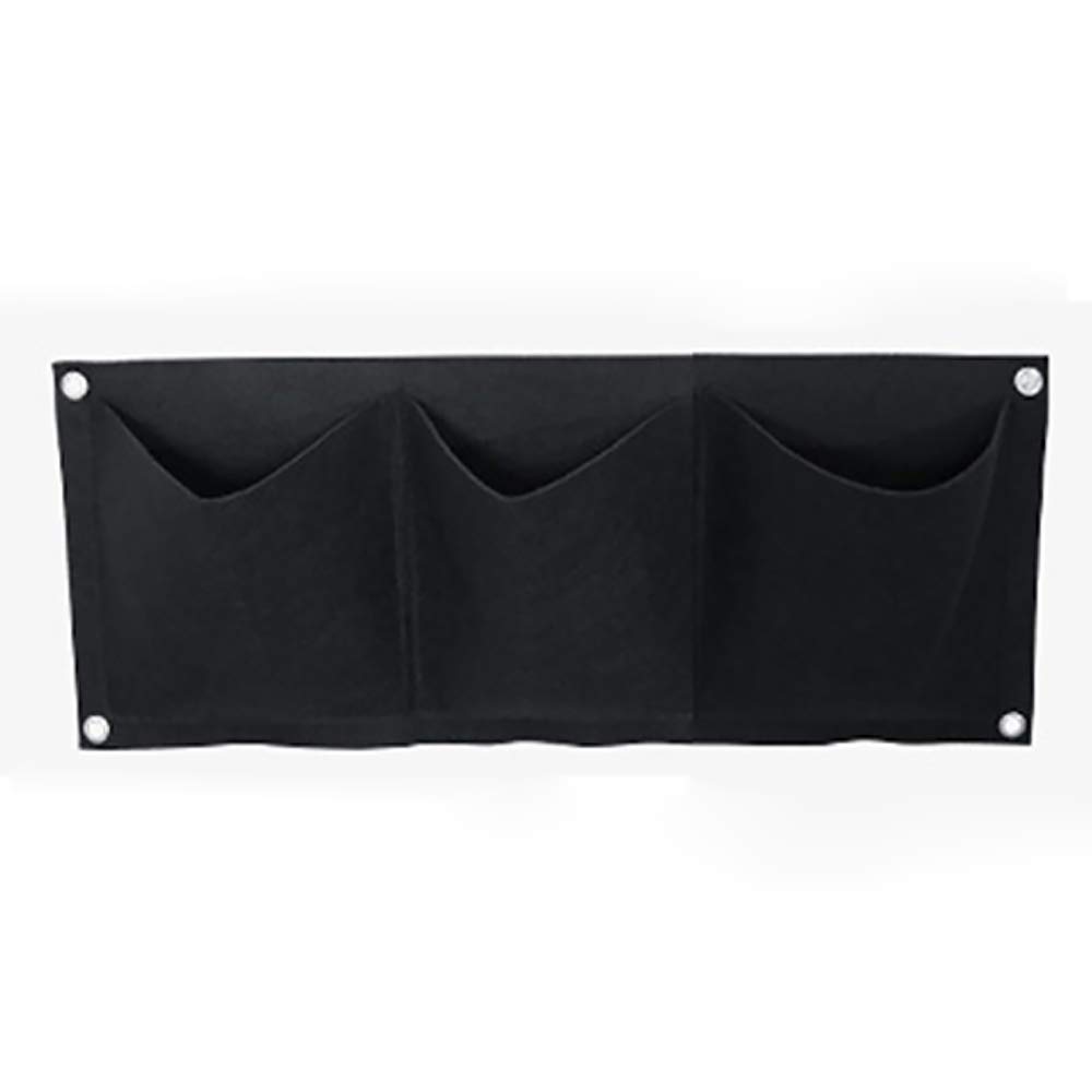 tooloflife Wall Planting Bags Hanging Planter Bags Flower Bag Black Used for Balcony Railings Fence Flowers Herb and Vegetable Plants Growing (Horizontal-3 Pockets)
