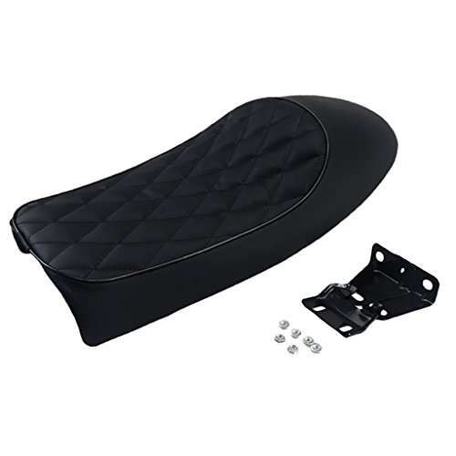 Asiento motocicleta cojín de sillín repuesto estilo Brat para motocicleta retro vintage negro 3