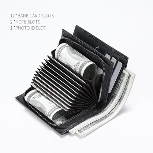 mens zipper leather rfid blocking buckle wallet with Large capacity card slot with multiple banknote slots (Bluish grey)4