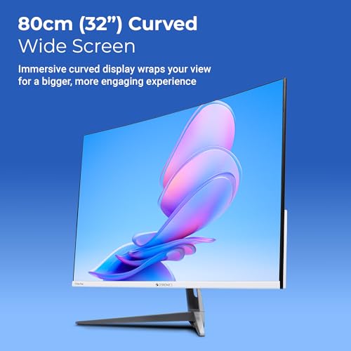 Image of Zebronics 32Inch FHD Curved Gaming Monitor, 250 nits, 100Hz, 1080p, 16.7M Colors, USB, HDMI /VGA Dual Input, Built-in Speakers, Ultra-Slim Bezel, Metal Stand, Wall Mountable (EA320)