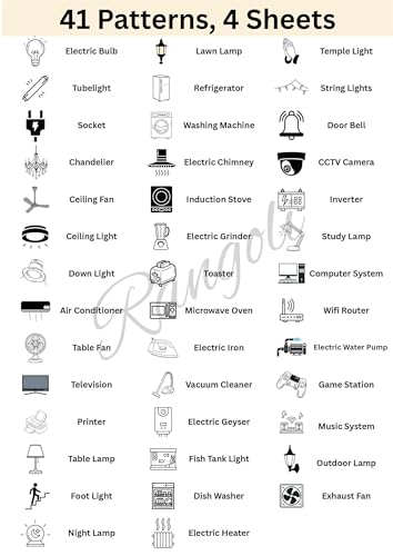 Image of Switch Board Stickers for Home and Office - 41 Pattern 600 Pcs Self Adhesive, Modern Electric White Switch Board Covers, Transparent Stickers for Switches, Lightbulb, Fan, AC, Stickers