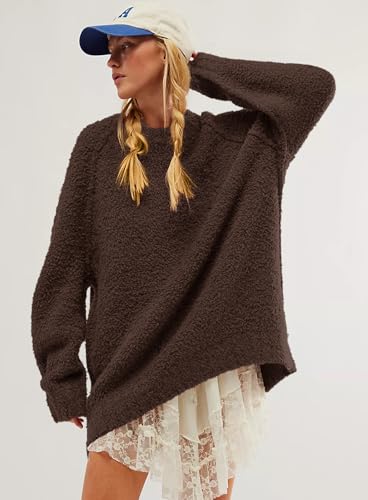 Image of Beaully Women's Oversized Long Sleeve Crewneck Fuzzy Knit Warm Sweaters Fall Pullover Sweater Tops