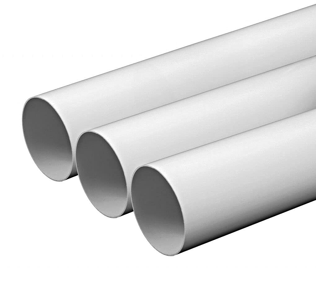 Armar Trading Ltd Women's White Round Duct Rigid Pipe - Extractor Fan Ventilation Solid Tube - Plastic Ducting - Round Ventilation Pipe - (125Mm, 1000Mm / 1M)