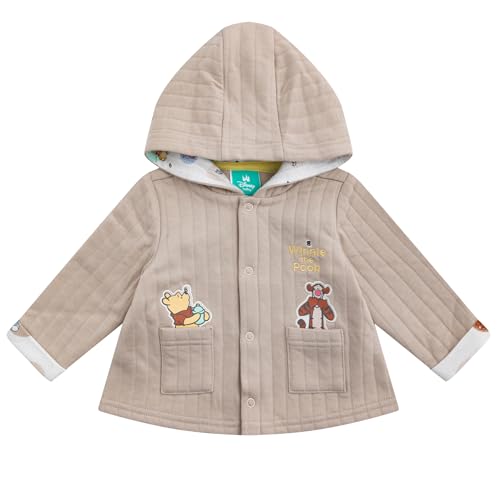Disney Winnie the Pooh Baby Boys Pants Set with Bodysuit and Hooded Snap Quilted Jacket 3 Pack Set for Infant